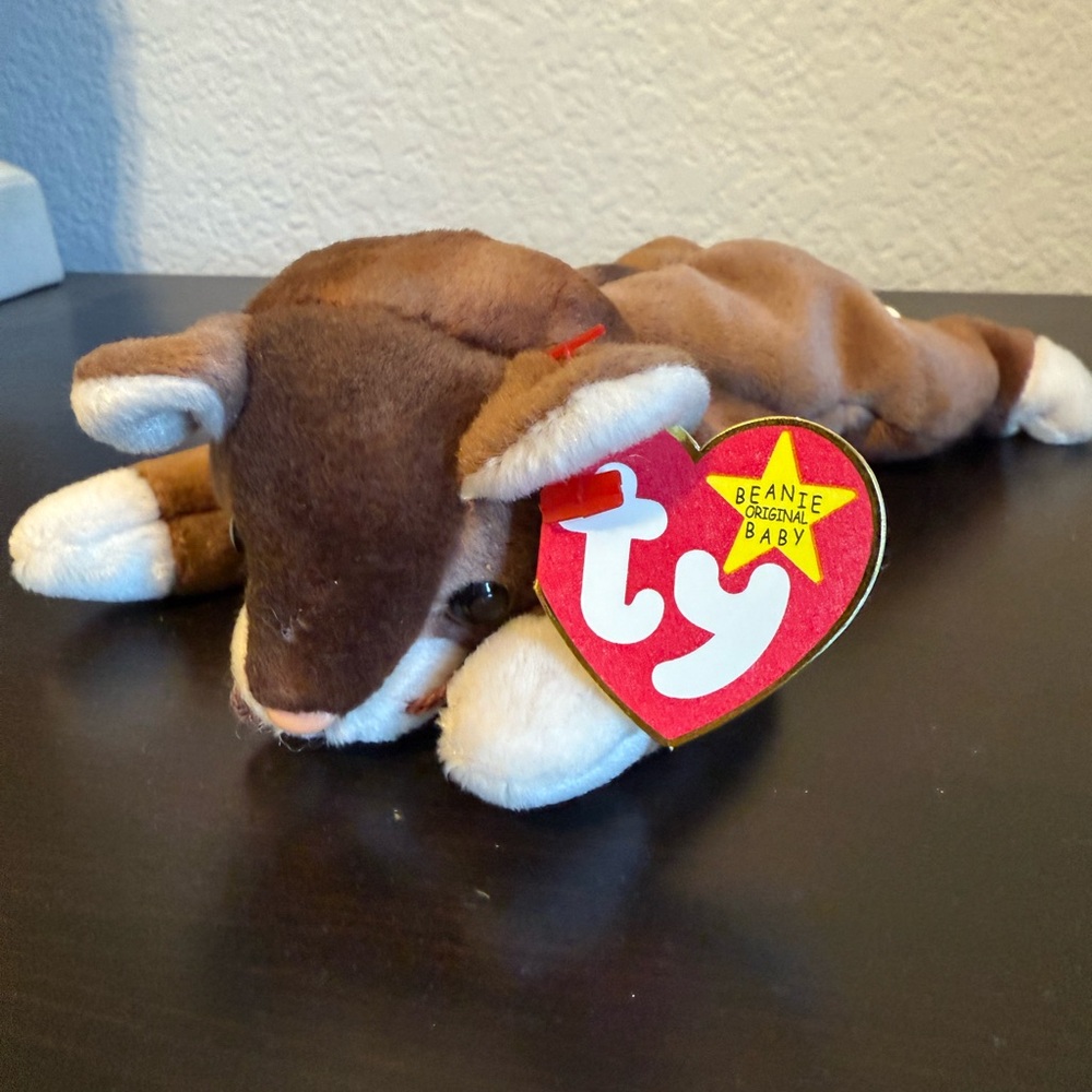 TY Beanie Baby Brown Cat Plush - pounce